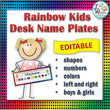 Name Tags EDITABLE Desk Name Plates - Rainbow Kids