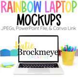Rainbow Laptop Mockups | Desk Computer Photos for Digital 