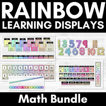 Preview of Rainbow Classroom Decor Learning Displays MATH BUNDLE