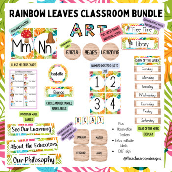 Preview of Classroom Bundle - Rainbow Leaves