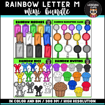 Preview of Rainbow Letter Mm Mini Bundle Clipart {Learning Clips Clipart}