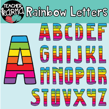 Rainbow Letters - Alphabet Clipart by Teacher Karma | TpT