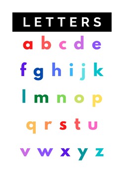Rainbow Letters, Numbers, Shapes Posters French English Lettres ...