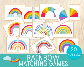 Preview of Rainbow Matching Games, Symmetry, Matching Skills, St. Patrick's Day, Spring