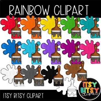 Preview of Rainbow Matching Paintbrush & Paint Splat Clipart