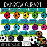 Rainbow Matching Soccer Ball and Soccer Goal Sports Clipart