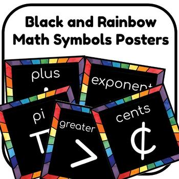 Preview of Black and Rainbow Math Symbols Posters