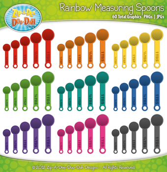 Preview of Rainbow Measuring Spoon Clipart {Zip-A-Dee-Doo-Dah Designs}