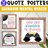 Rainbow Mental Health Quotes Posters Growth Mindset Affirm