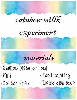 Preview of Rainbow Milk - St. Patrick's day / science activity - FREEBIE