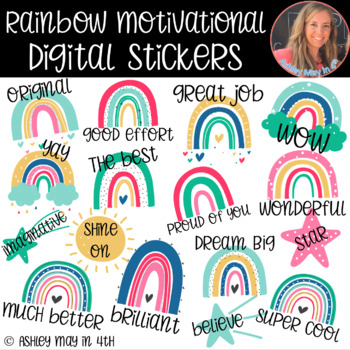 Preview of Rainbow Motivational Digital Stickers