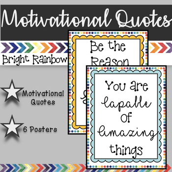 Rainbow Motivational Quote Posters | Rainbow Classroom Sayings Wall ...