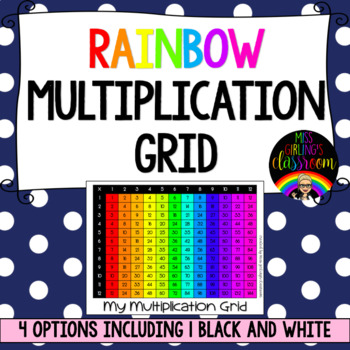 rainbow multiplication grid by miss girlings classroom tpt