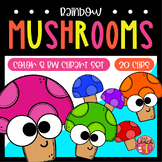 Rainbow Mushroom Clipart Set