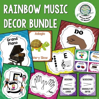 Preview of Rainbow Music Decor Set: Everything You Need for an Elementary Music Classroom