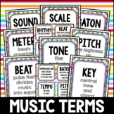 Rainbow Music Term Cards and Posters for Back to School
