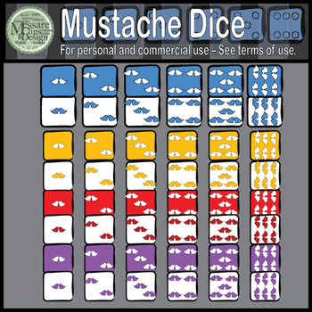 Preview of Rainbow Mustache Dice Clipart Set {Messare Clips & Design}