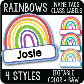 Preview of Rainbow Name Tags, Spring Classroom Decor