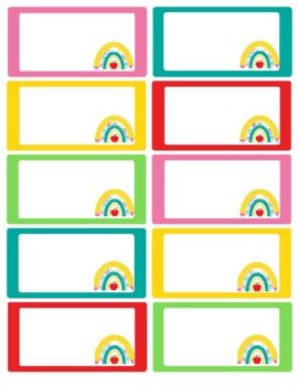 Rainbow Name tags printable desk blank colorful name plates | TpT