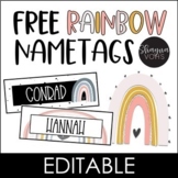 Editable Name Tags FREE - Boho Rainbow 