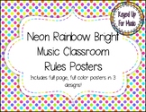 Rainbow Neon Polka Dot MUSIC Classroom Rules