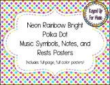 Rainbow Neon Polka Dot Music Signs, Symbols, Notes, and Rests