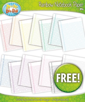 Preview of FREE 14 Rainbow Notebook Paper Set 1 Clipart