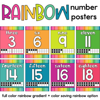 printable classroom numbers rainbow teaching resources tpt