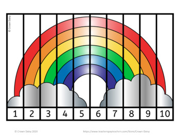 rainbow number puzzles by crown daisy teachers pay teachers