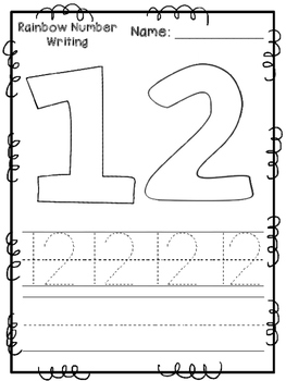 rainbow number writing pages 11 20 by klever kiddos tpt