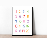 Rainbow Numbers 1-20 Poster - Educational Counting Print f