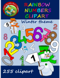 Rainbow Numbers Clipart - Winter Theme
