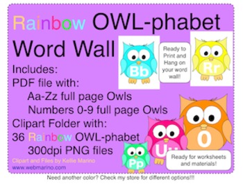 Preview of Owl Alphabet and Number Line Rainbow