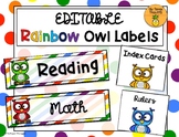 Rainbow Owl Labels EDITABLE