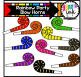 Rainbow Party Blow Horns Clipart (Erin's Ink Clipart)