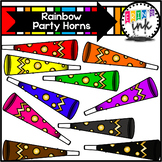 Rainbow Party Horns Clipart (Erin's Ink Clipart)