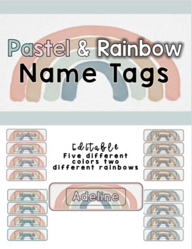 Preview of Rainbow & Pastel Desk/Name Tags