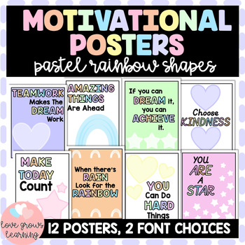 Classroom Motivational Posters - Classroom Decor Pastel Rainbow