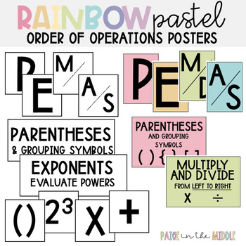 Preview of Rainbow Pastel Order of Operations PEMDAS Poster