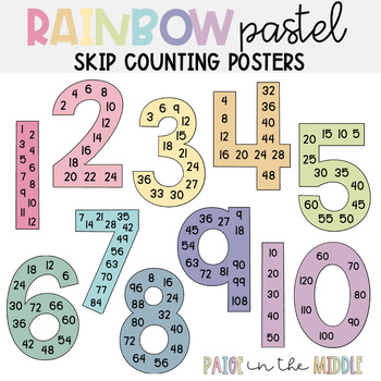 Preview of Rainbow Pastel Skip Counting Large Number Multiplication 1-20 Posters