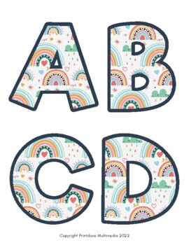 Preview of Rainbow Pastel Themed Alphabet Letters and Spanish Letters - Decor