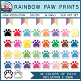 Rainbow Paw Prints Clip Art