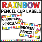 Rainbow Pencil Cup Labels Freebie