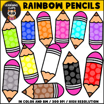 Rainbow Pencils Clip Art