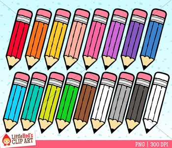 Rainbow Pencils Clip Art by LittleRed