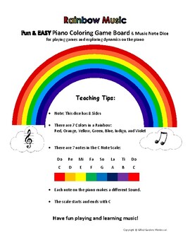 Preview of Rainbow Piano Gameboard and Note Dice