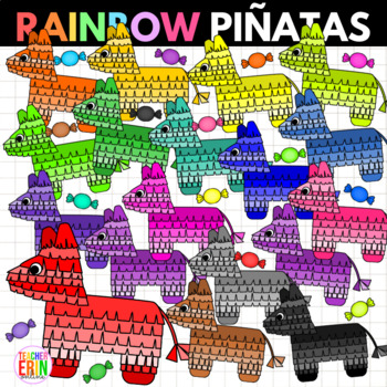 Preview of Rainbow Pinatas and Candy Clipart Piñatas