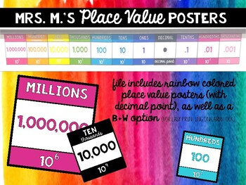 Preview of Rainbow Place Value Posters