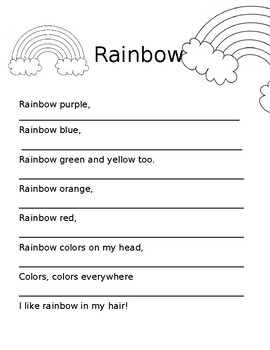 Preview of Rainbow Poem Rewrite and Fill in the Blanks with Coloring