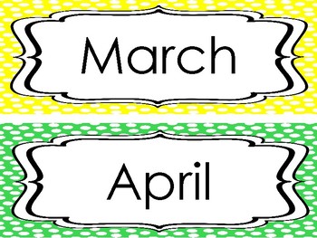 Rainbow Polka Dot 12 Months of the Year Classroom Labels. by Teach At ...